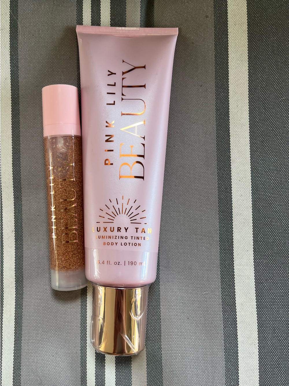 Pink Lily Beauty Luxury Tan Body Lotion & Glitter Serum- Both Unopened